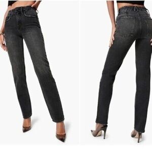 Good American Jeans 90’s Icon Straight Leg High Rise in Grey Size 8/29